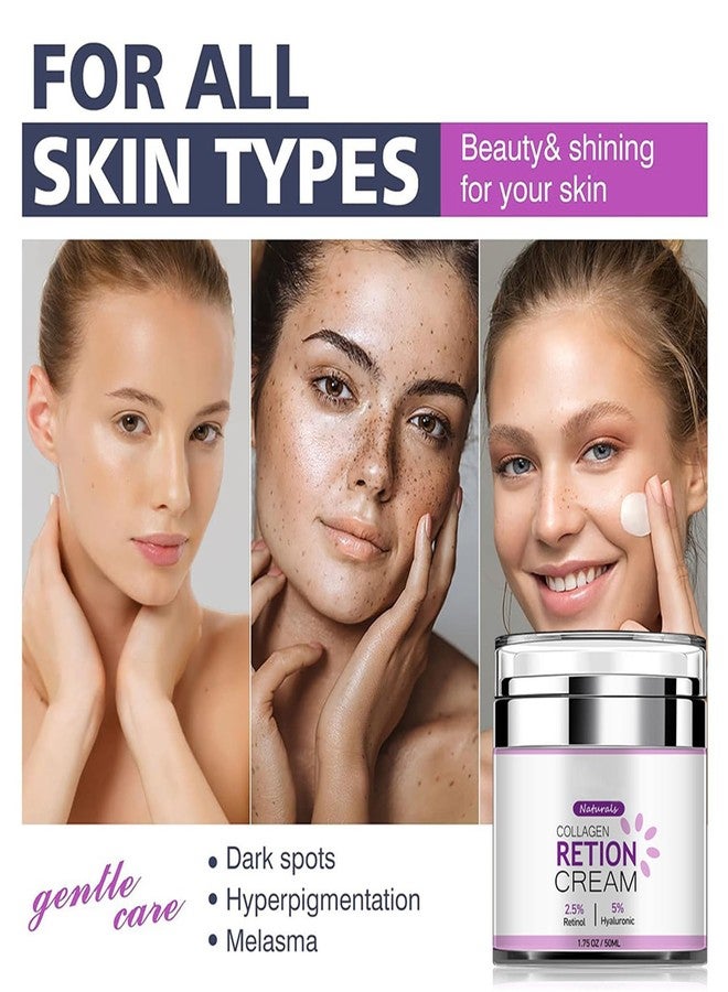 Grospe Retinol & Collagen Face Moisturizer - Anti-Wrinkle Firming cream with Hyaluronic Acid, Enriched Anti-Aging Treatment for Face and Neck, 1.75oz - Image 3